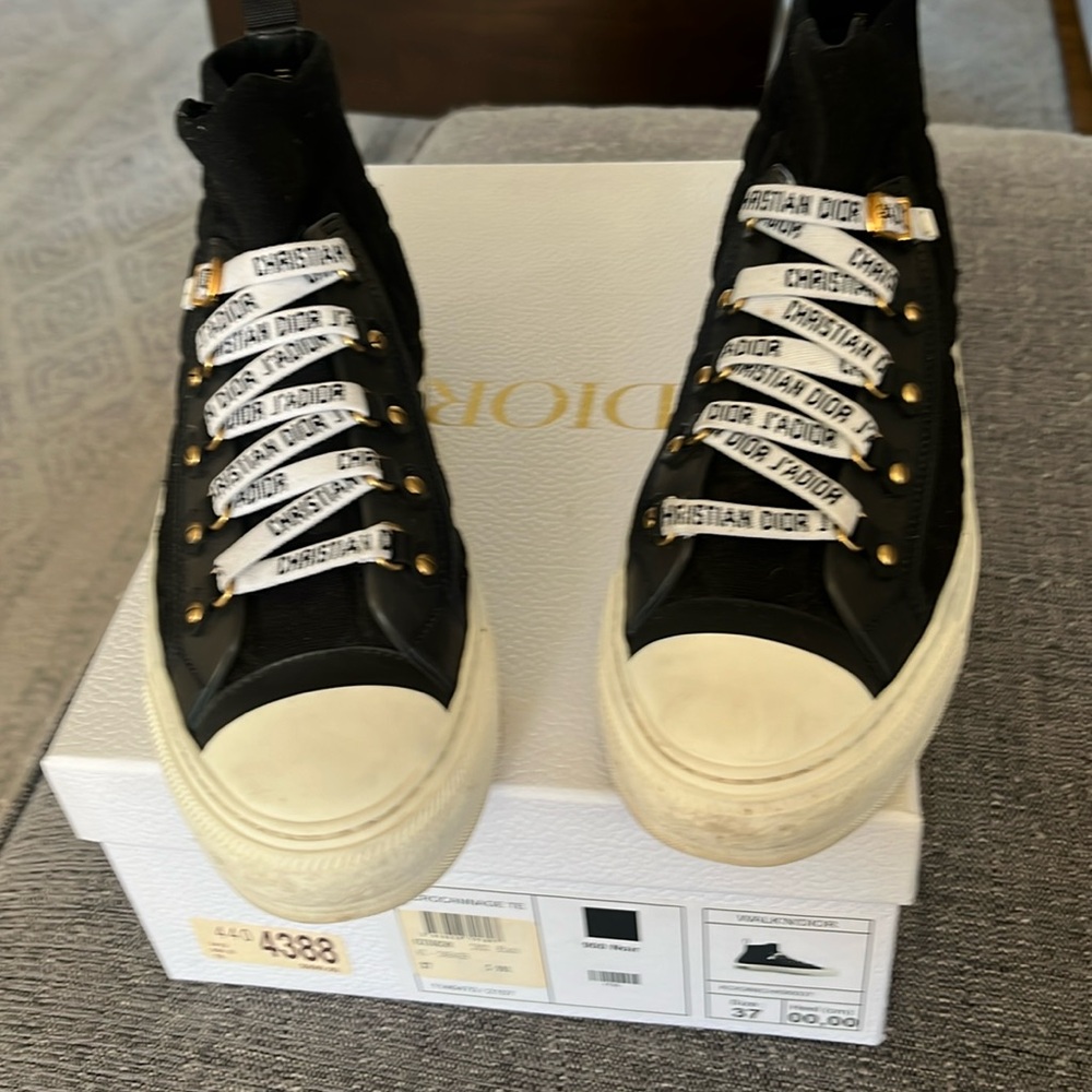 Christian Dior size 37 Walk’n’Dior black slip on sneakers. Excellent condition.